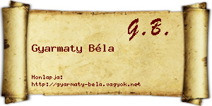 Gyarmaty Béla névjegykártya