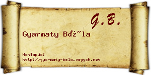 Gyarmaty Béla névjegykártya